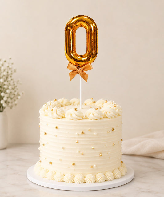 Premium 0 Number Topper With Bow Size 21cm
