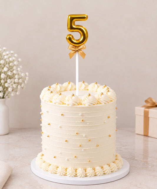 Premium 5 Number Topper With Bow Size 21cm