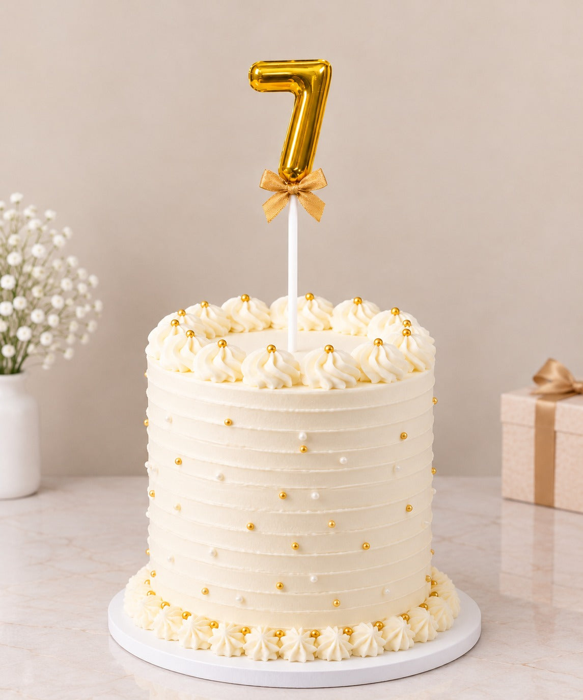 Premium 7 Number Topper With Bow Size 21cm