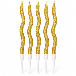 Golden Glitter twisty Candle Pack of 6 For Cake Decoration