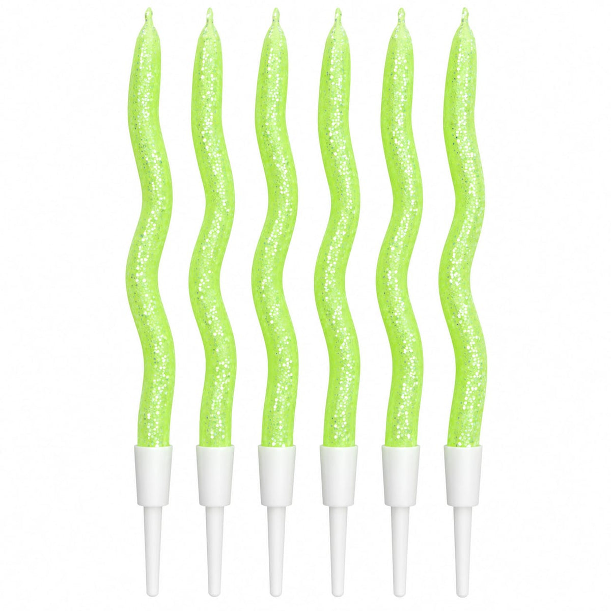 Light Green Glitter twisty Candle Pack of 6