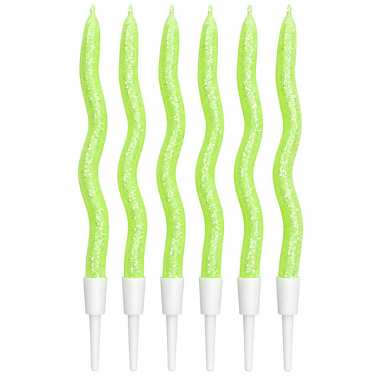 Light Green Glitter twisty Candle Pack of 6
