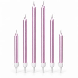 Pink Multi-Size Metallic Candles Pack of 6