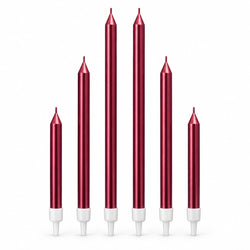 Red Multi-Size Metallic Candles Pack of 6