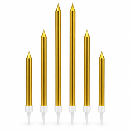 Golden Multi-Size Metallic Candles Pack of 6