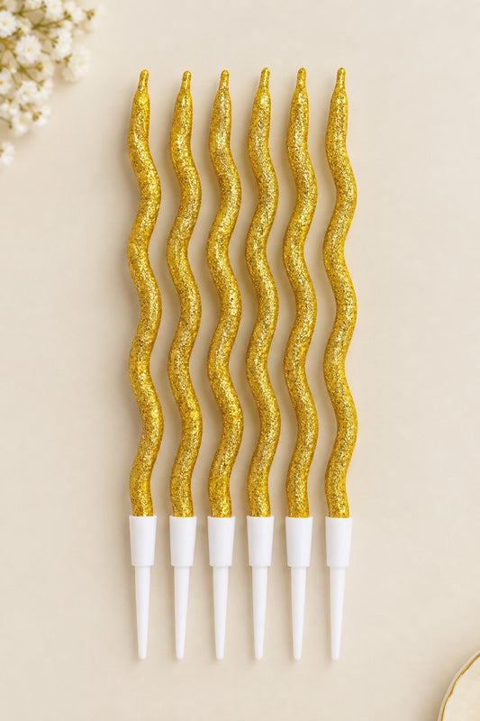 Golden Glitter twisty Candle Pack of 6