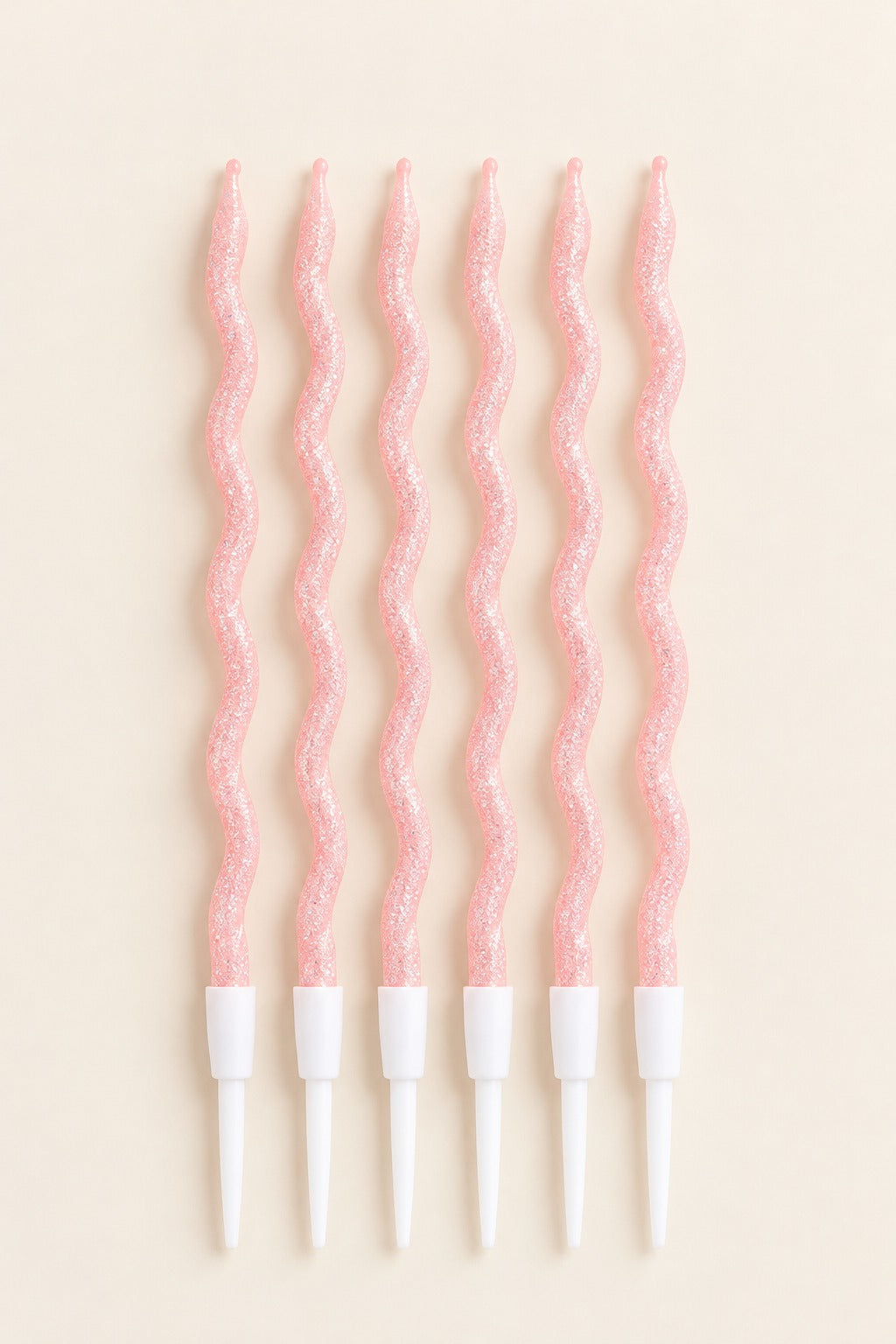 Baby Pink Glitter twisty Candle Pack of 6