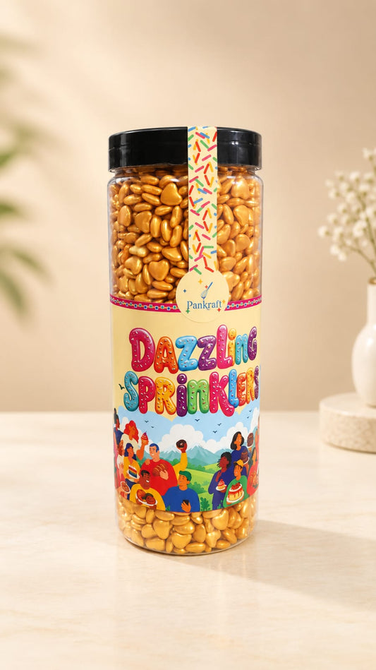 Pankraft Golden Heart Shaped Dazzling Sprinkles 750gm