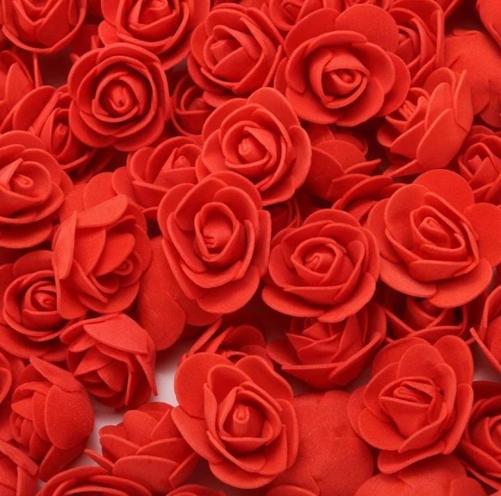 Red Rose Foam Flower For Cake Decoration Pack of 100