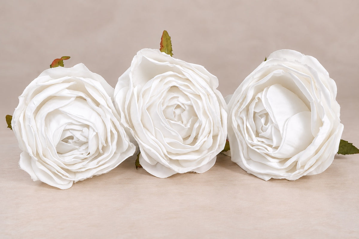 Artificial White Rose Flower Set of 3
