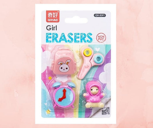Girl theme  Eraser set Of 4