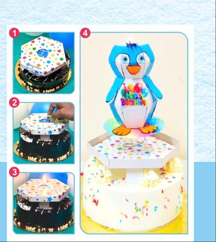 Popup Cake topper Blue Candle