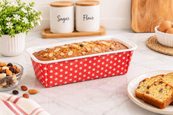 Red with White Polka Dots Rectangular Paper Loaf Baking Mould Tray Pack of 20
