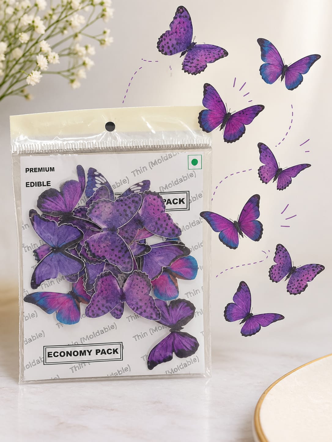 Purple Butterfly edible Waffer
