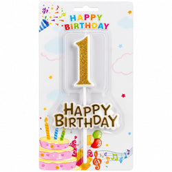 Glitter 1 Number Candle With Happy Birthday
