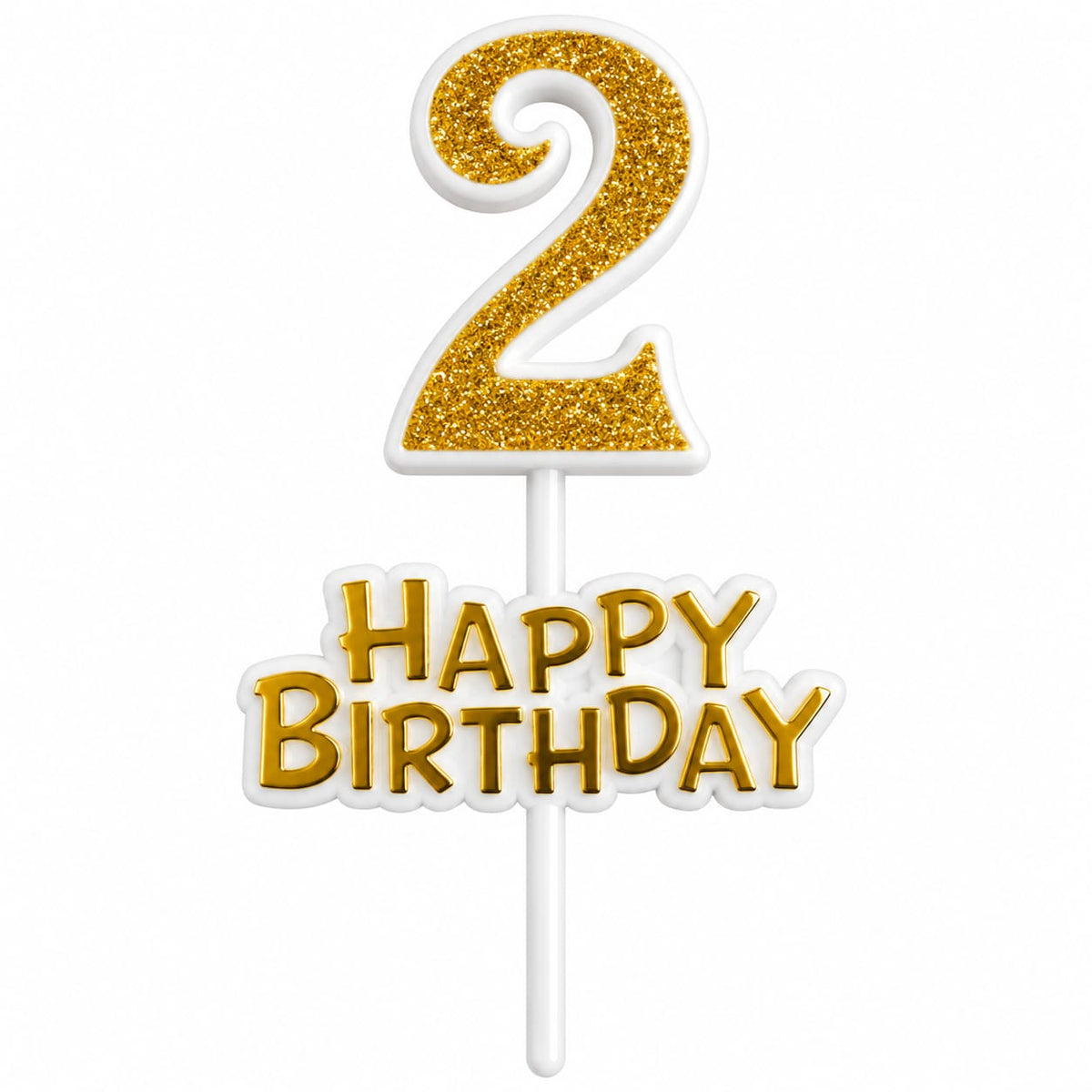 Glitter 2 Number Candle With Happy Birthday