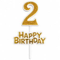 Glitter 2 Number Candle With Happy Birthday