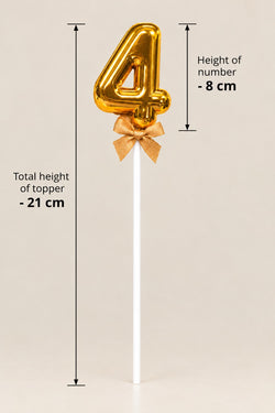 Premium 4 Number Topper With Bow Size 21cm