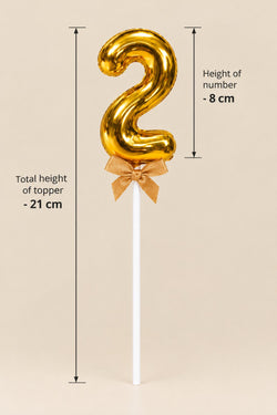 Premium 2 Number Topper With Bow Size 21cm