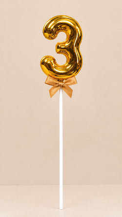 Premium 3 Number Topper With Bow Size 21cm