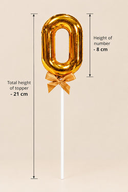 Premium 0 Number Topper With Bow Size 21cm
