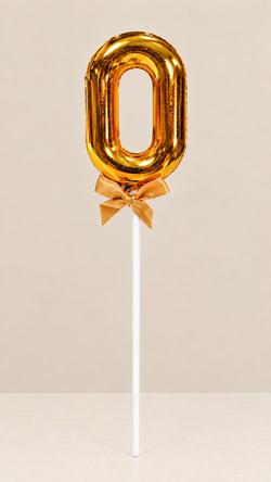 Premium 0 Number Topper With Bow Size 21cm