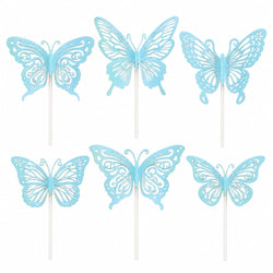 Blue Butterfly Cake Topper Set Pack Of 6