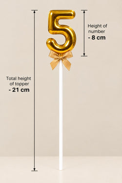 Premium 5 Number Topper With Bow Size 21cm