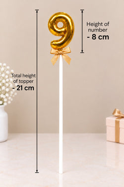 Premium 9 Number Topper With Bow Size 21cm