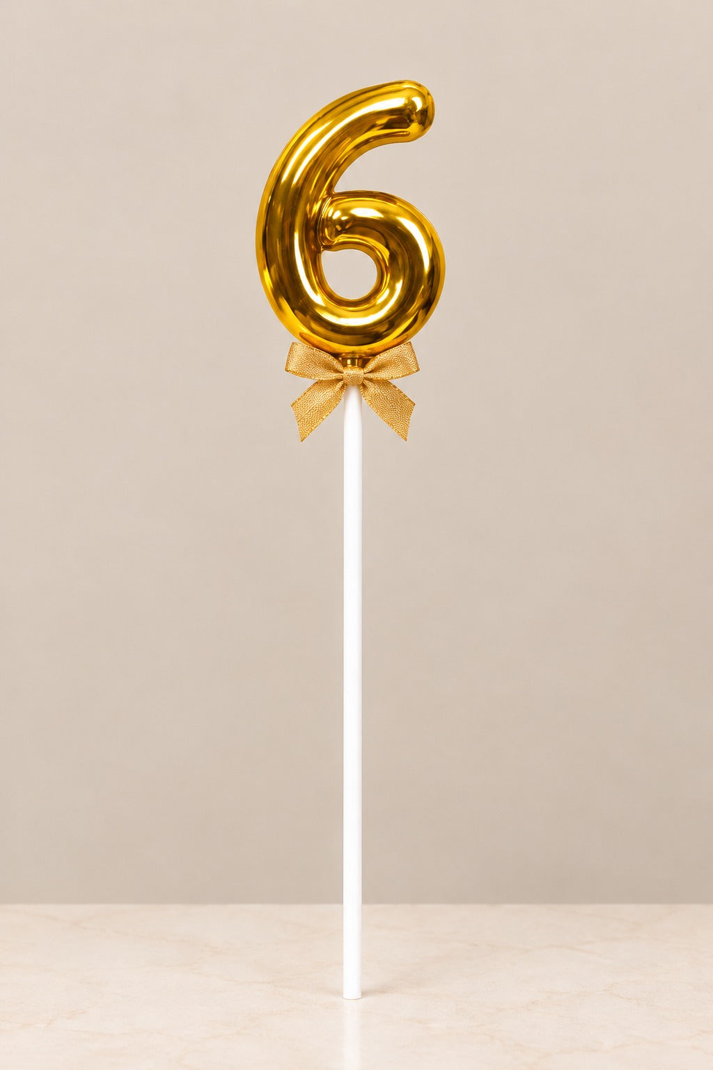 Premium 6 Number Topper With Bow Size 21cm