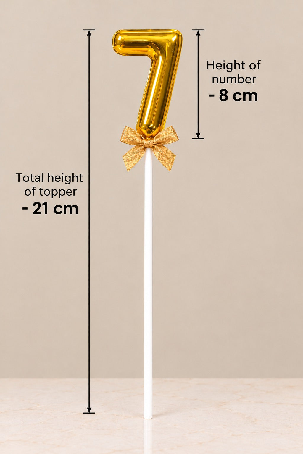 Premium 7 Number Topper With Bow Size 21cm
