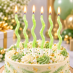 Light Green Glitter twisty Candle Pack of 6