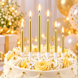 Golden Multi-Size Metallic Candles Pack of 6