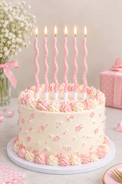 Baby Pink Glitter twisty Candle Pack of 6