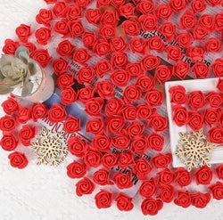 Red Rose Foam Flower For Cake Decoration Pack of 100