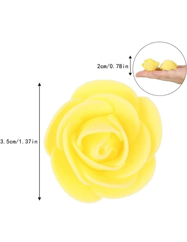 Yellow Rose Foam Flower For Cake Decoration Pack of 100
