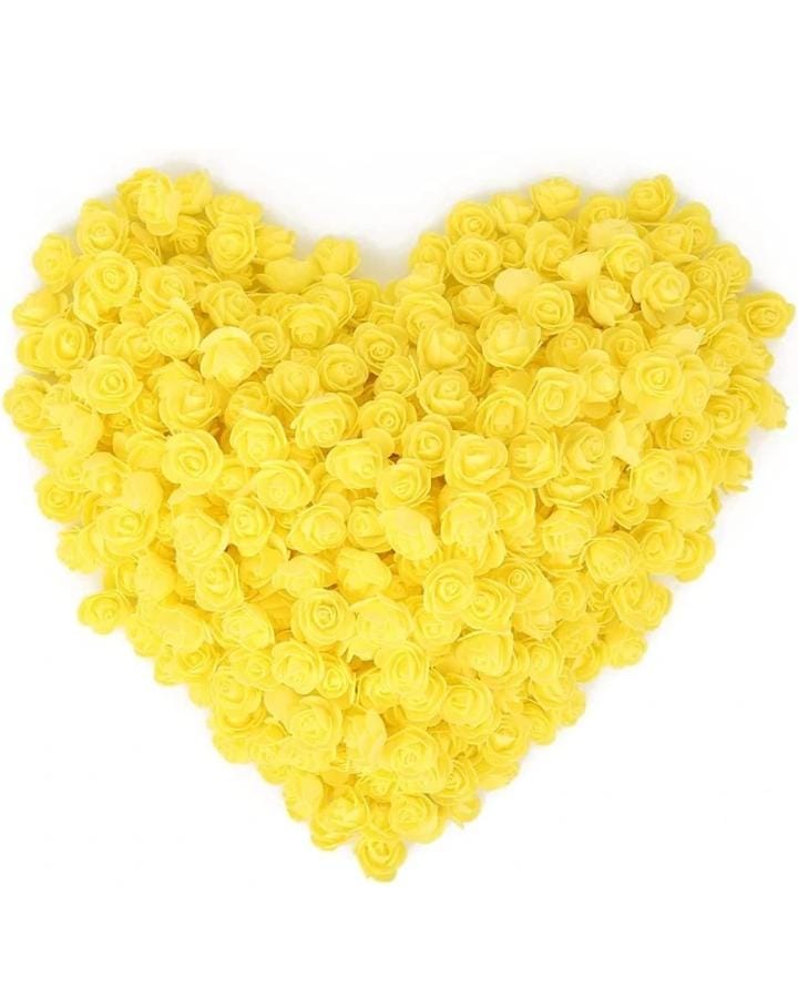 Yellow Rose Foam Flower For Cake Decoration Pack of 100