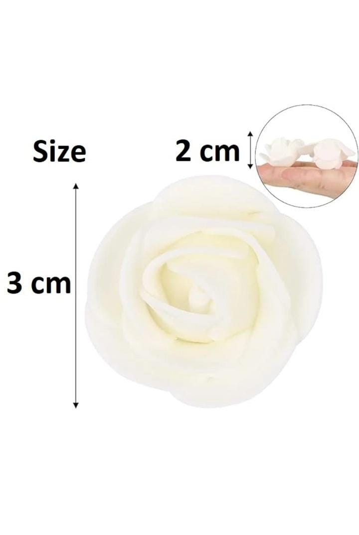 White Rose Foam Flower For Cake Decoration Pack of 100