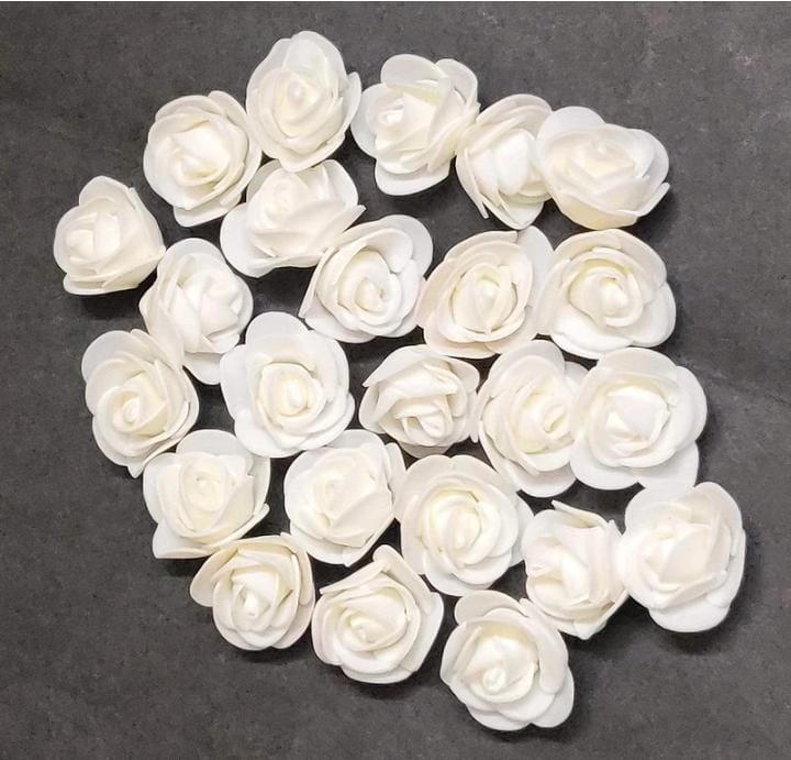 White Rose Foam Flower For Cake Decoration Pack of 100