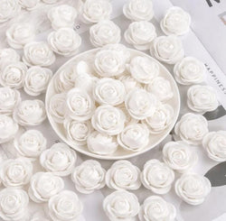 White Rose Foam Flower For Cake Decoration Pack of 100
