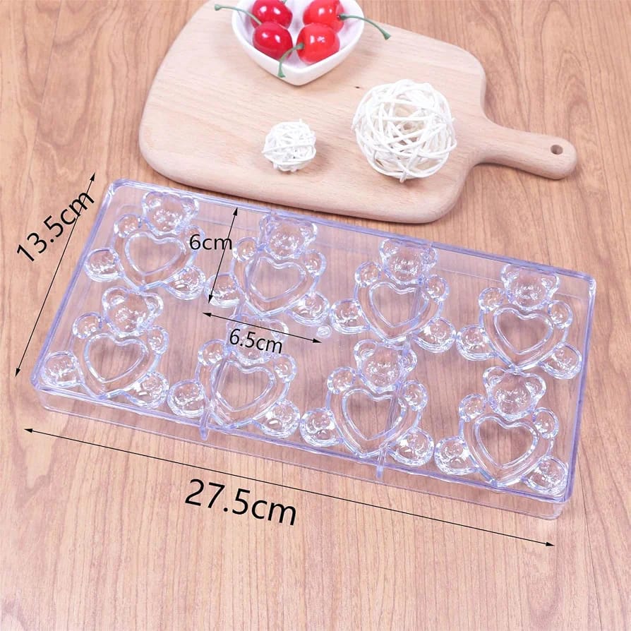 12 Cavity Teddy Bear Heart Shape Polycarbonate Mould