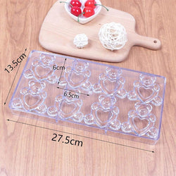 12 Cavity Teddy Bear Heart Shape Polycarbonate Mould