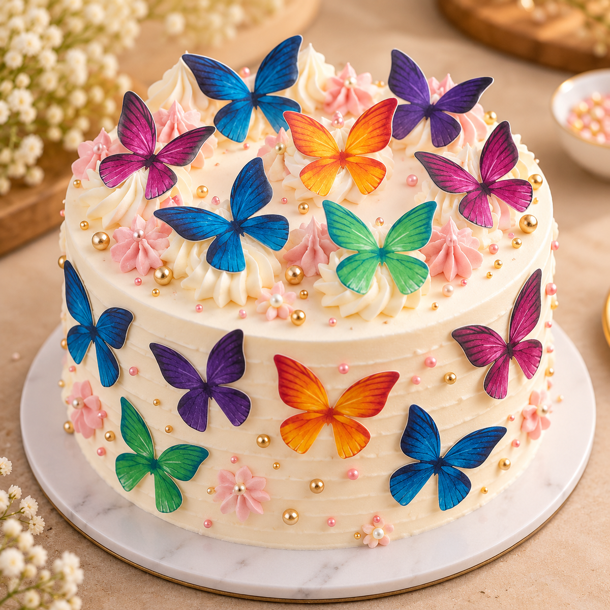 Premium  Multicolor Butterfly Edible Wafer