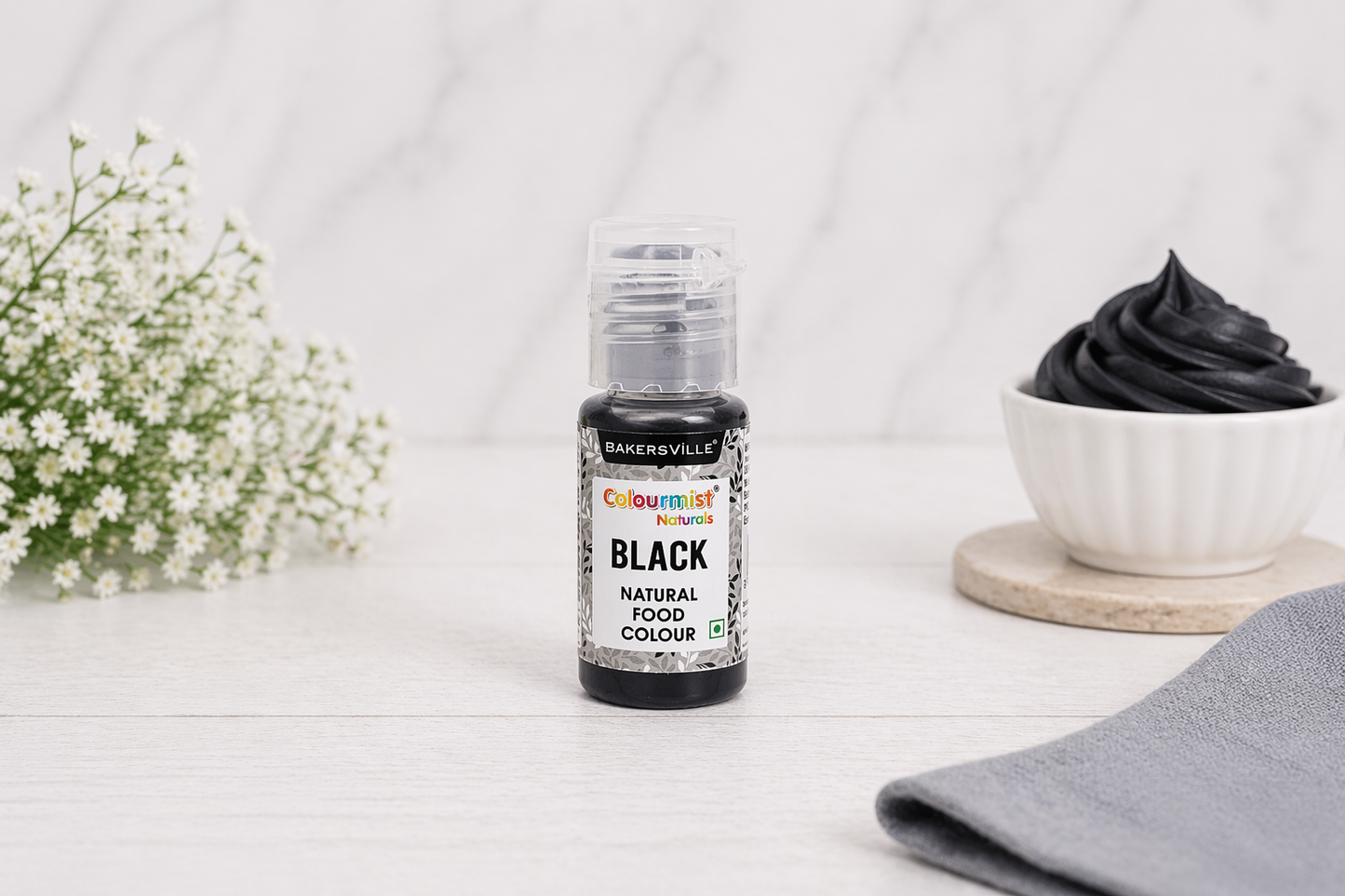 BAKERSVILLE COLOURMIST NATURAL FOOD COLOUR 20GM BLACK COLOUR