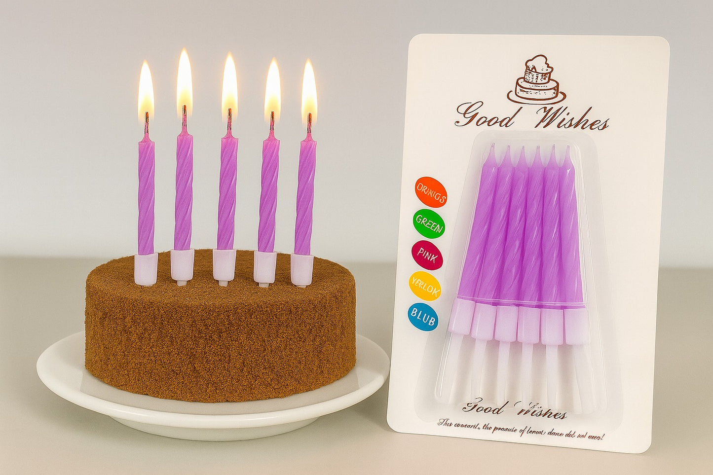 Small Pink  Spiral  Birthday Candle Pack Of 10