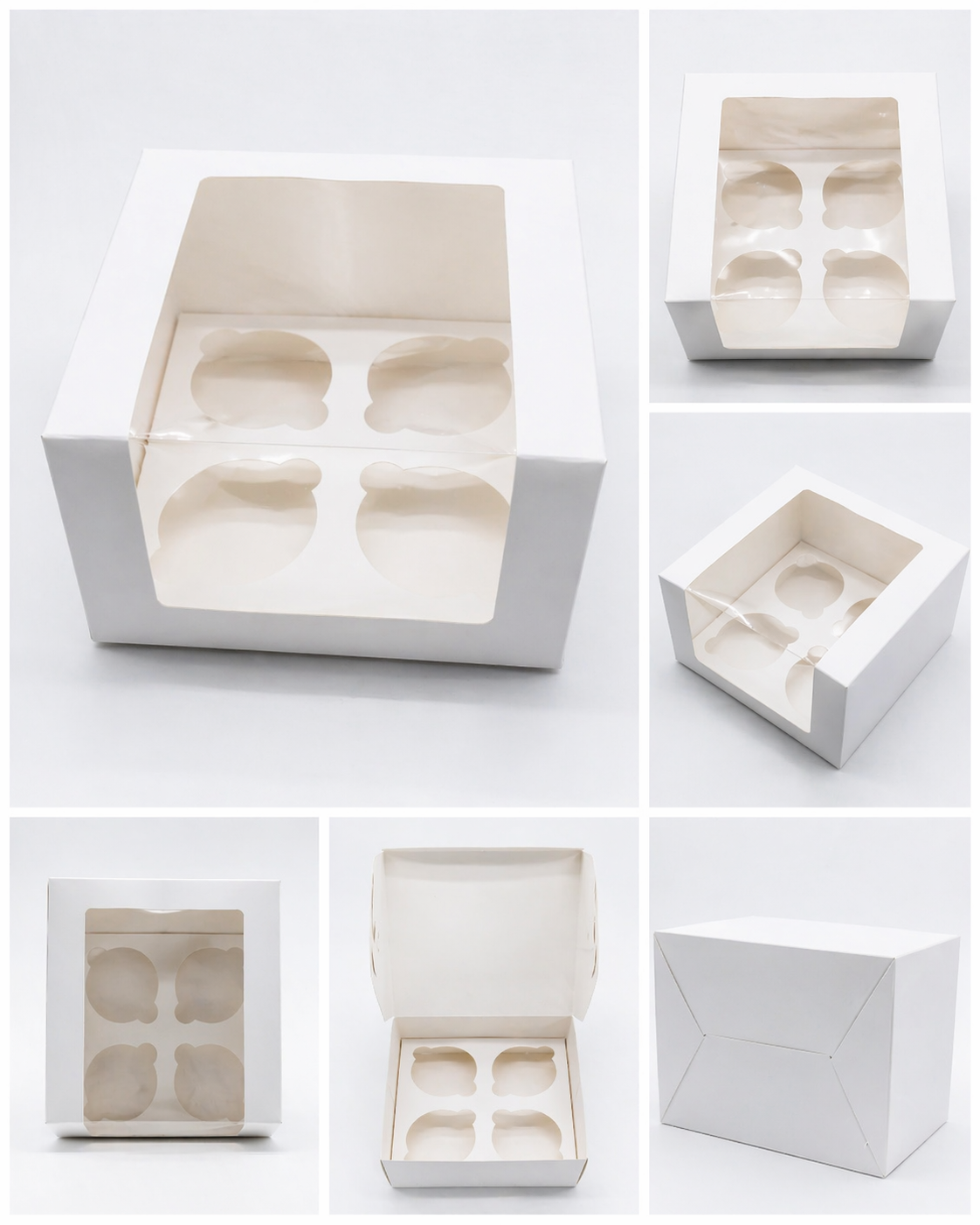 4 pc Cupcake Box White Colour (Pack of 10)