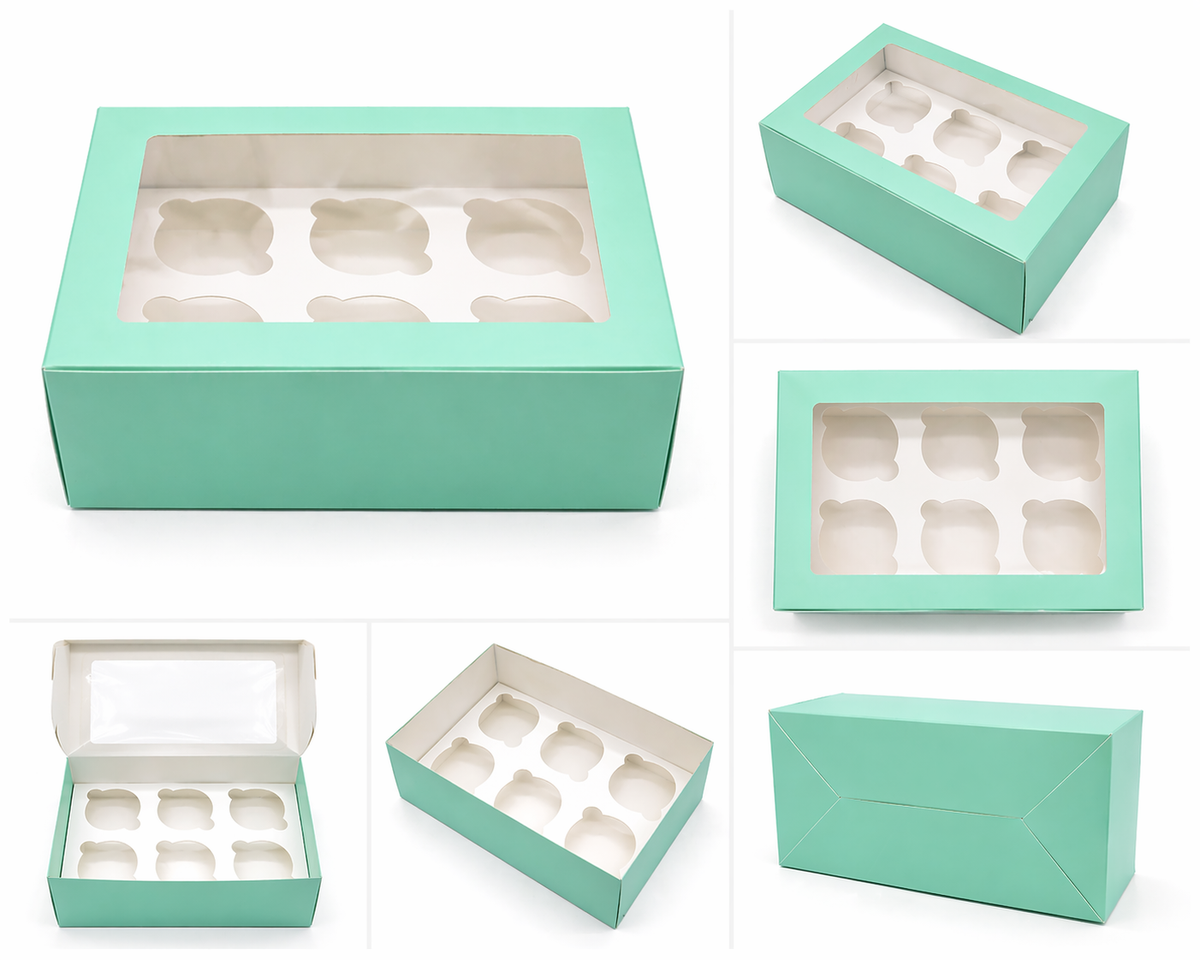 6 pc Cupcake Box Mint Colour Pack of 10