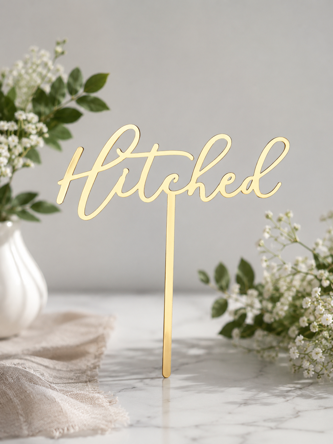 Hitched Acrylic Cake Topper
