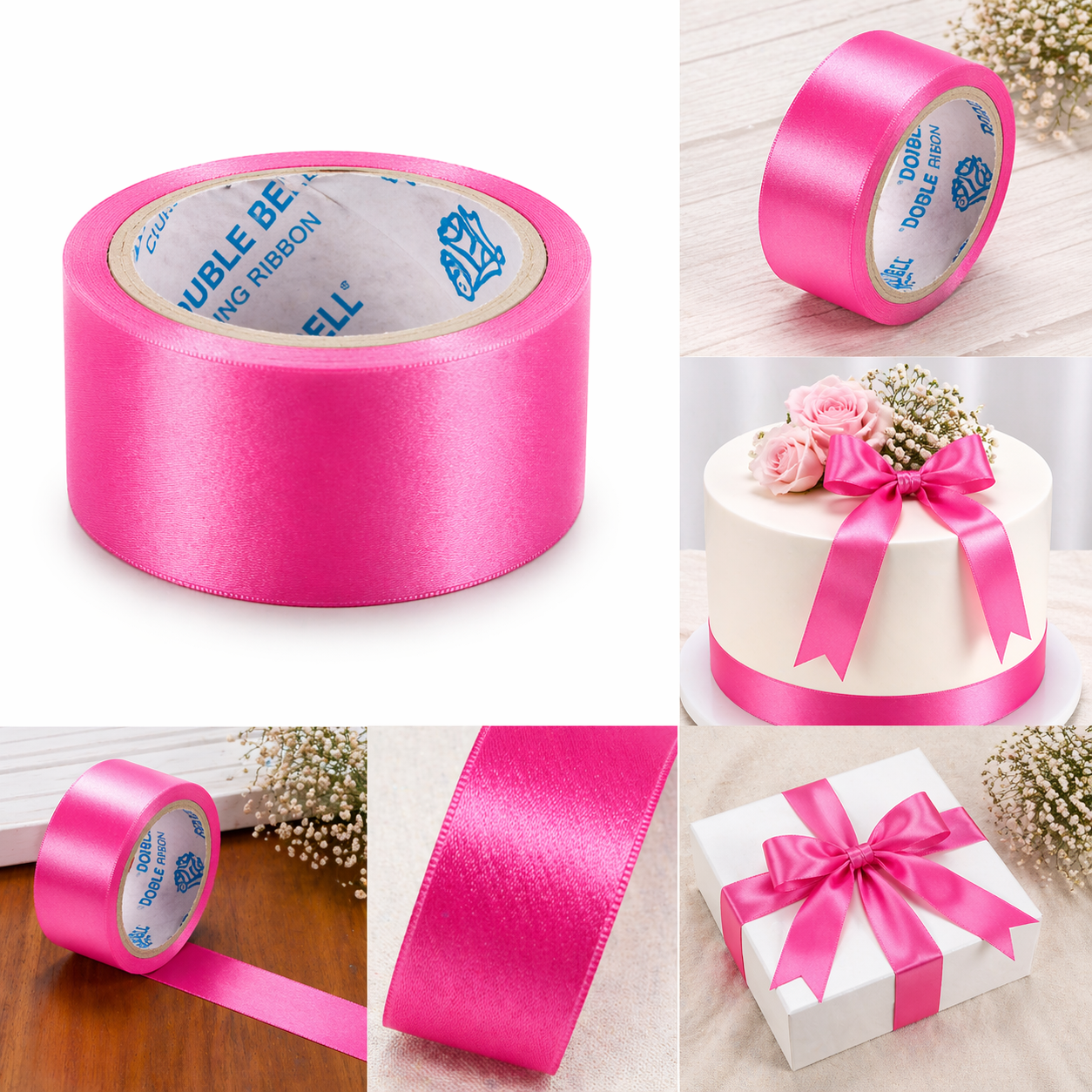 pink ribbon (lenght approx 6.5 m breadht 2.2 cm)