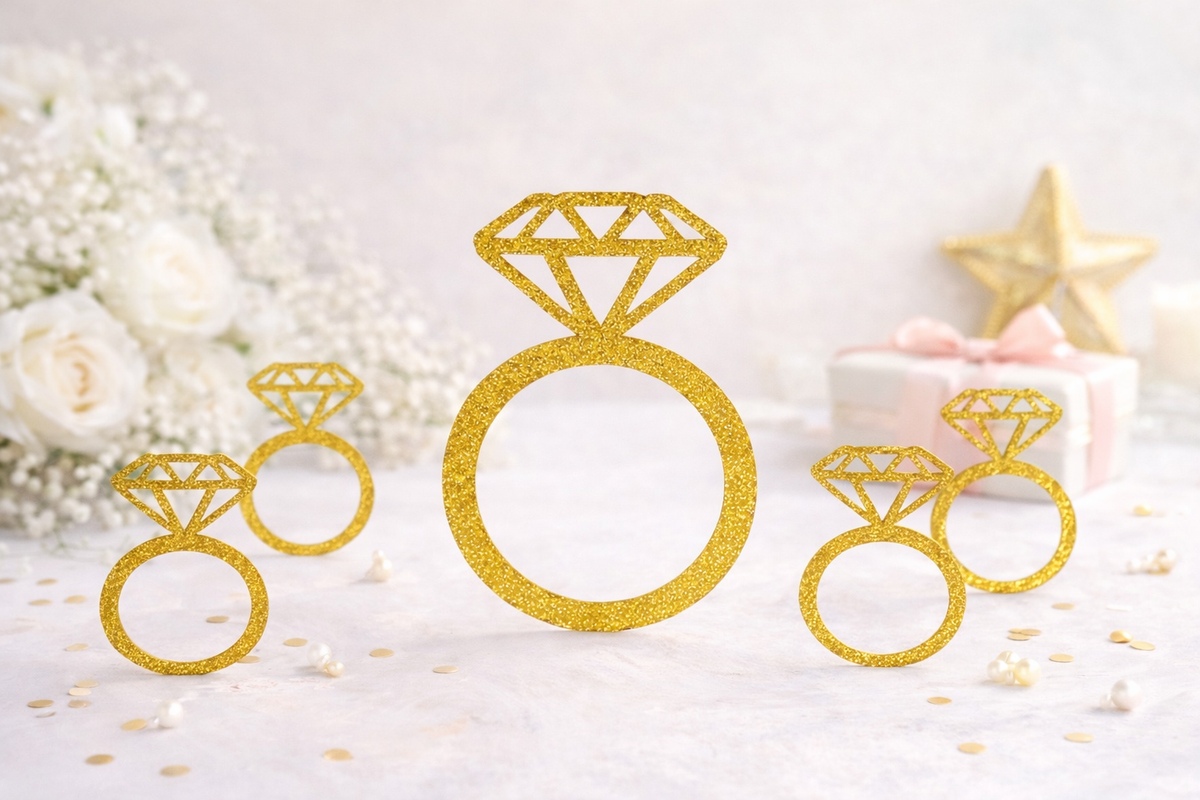 Ring Glitter Golden Topper set of 5 LWA 109